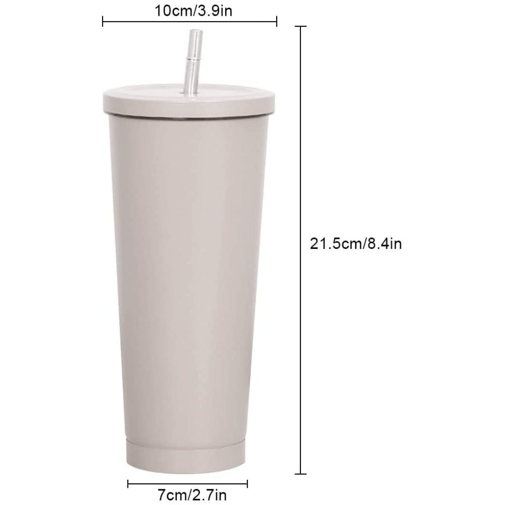 Stainless Steel Tumbler with Straw and Lid, Double Wall Vacuum Insulated Tumbler cup