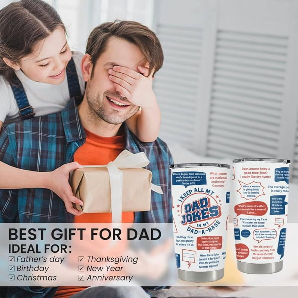 Best Dad Ever Tumbler with Lid - Dad Nutrition Facts 20oz Insulated Stainless Steel Mug - Coffee Mug for Travel Outdoor Sport Office, Gift for Father’s Day Birthday