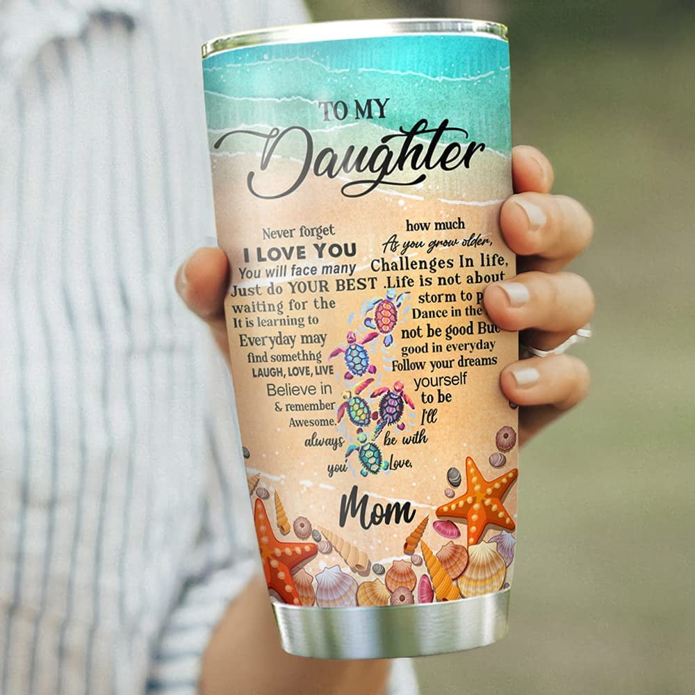 20oz Birthday Gifts for Women, Daughter Friend Gifts for Women Birthday Unique Inspirational Gifts Turtle To Daughter Tumbler Cup with Lid, Double Wall Vacuum Insulated Travel Coffee Mug