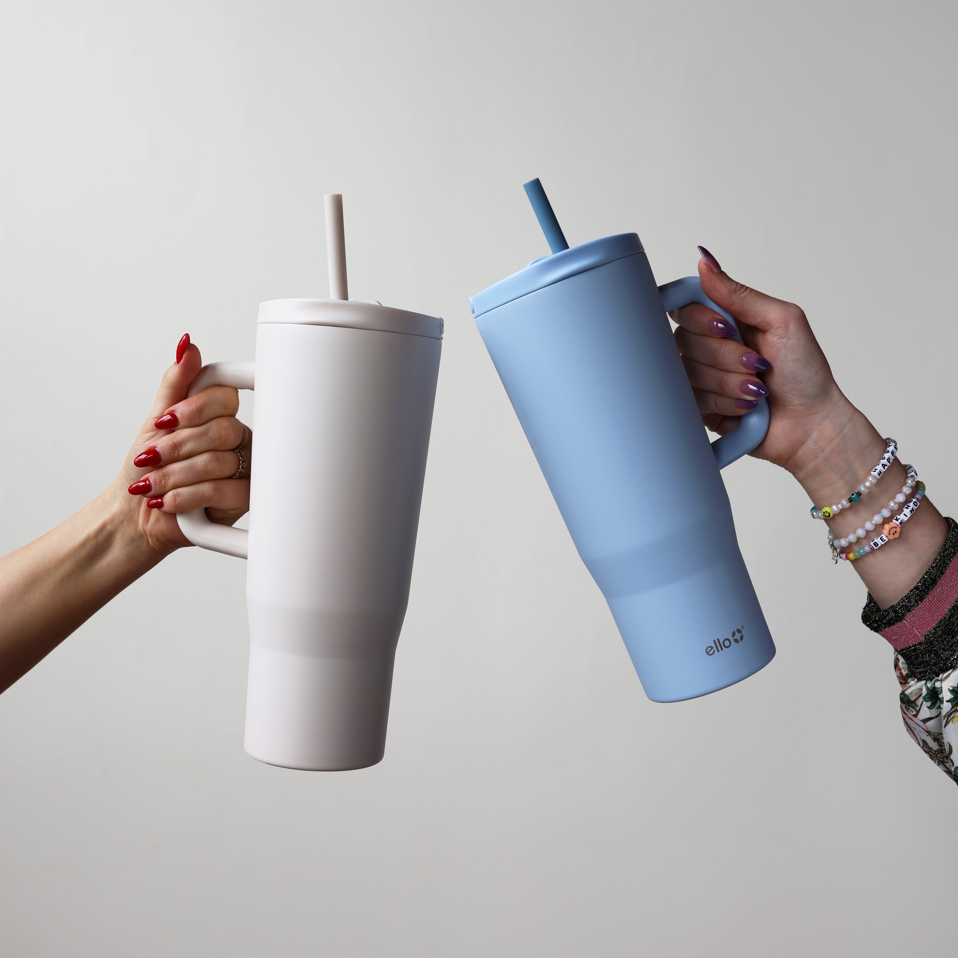 (2 pack) Ello Ultra Clean 40 oz Stainless Steel Tumbler with Handle, Blue