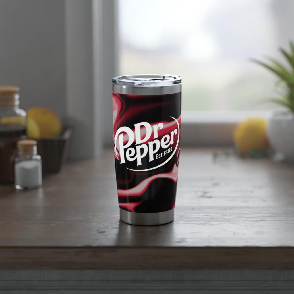Dr Pepper Gradient Tumbler 20oz, Classic Soda Stainless Steel Cup, Black Red Insulated Travel Mug