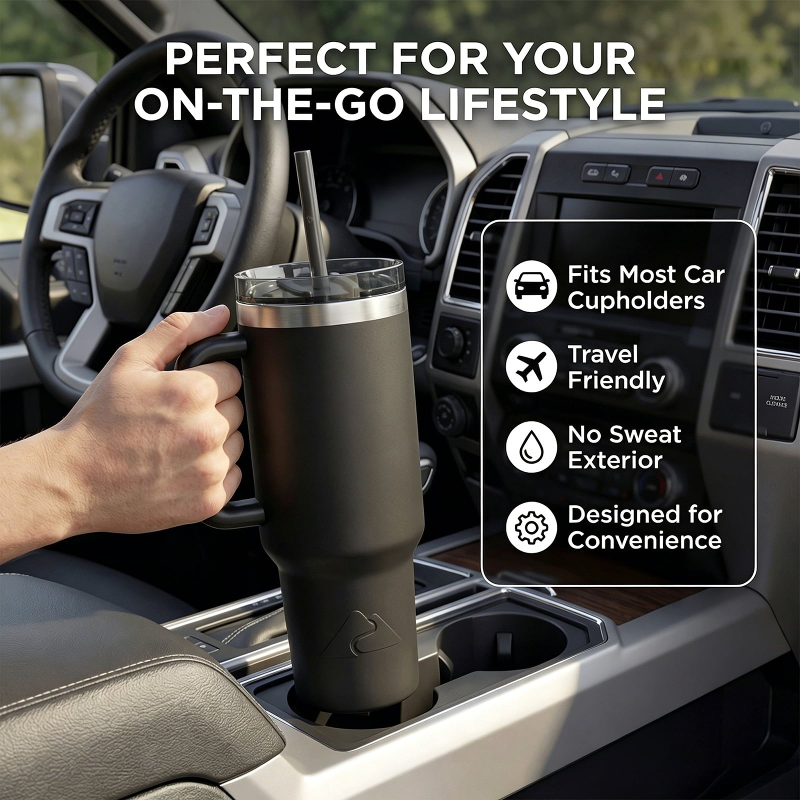 (6 pack) Ozark Trail 40 oz Stainless Steel Insulated Tumbler with Handle, Black