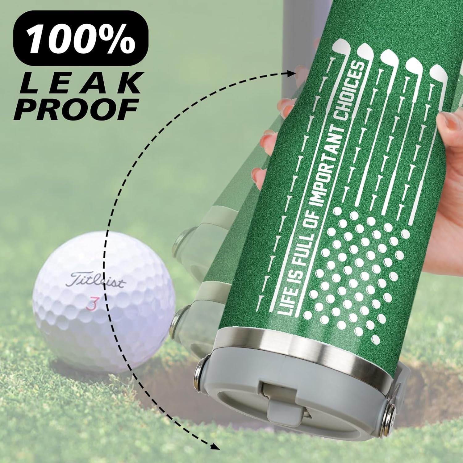 Golf Gifts For Men Women Golfers 30Oz Green Golf Tumbler With Handle 30 OZ Golf Travel Coffee Mug Water Bottle Stainless Steel Vacuum Insulated, Golf Stuff Gifts For Golfer