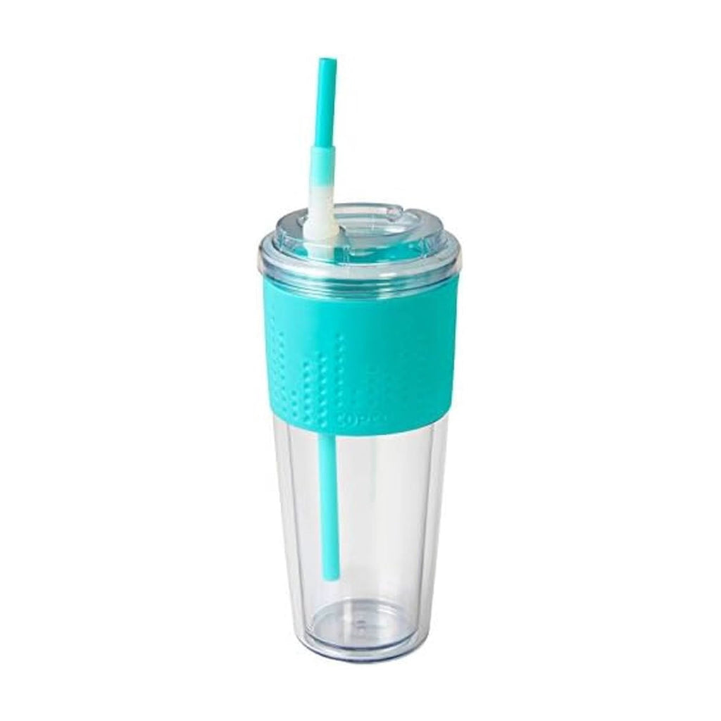 Copco 20 oz Lock-n-Roll Double Wall Travel Mug – 2-Pack Insulated Coffee Tumblers with Spill-Resistant Locking Lids for Hot & Cold Drinks, Reusable BPA-Free Commuter Cups (Teal)