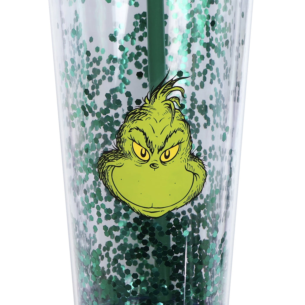 Dr. Seuss The Grinch Glitter Insulated Tumbler 22 oz Travel Cup with Straw