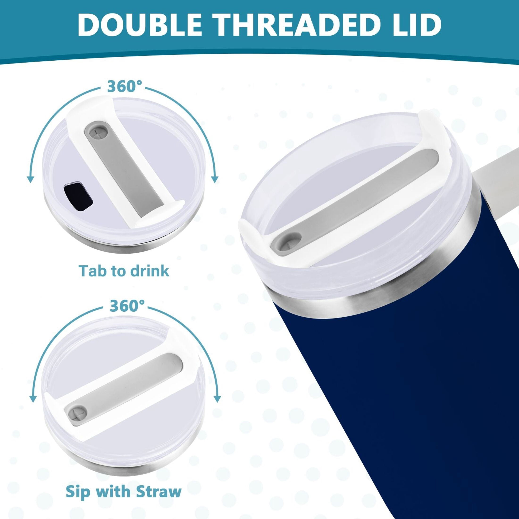 Ryvnso 30 oz Tumbler with Handle and Straw Insulated Stainless Steel Travel Mug with Lid Dark Blue Paint