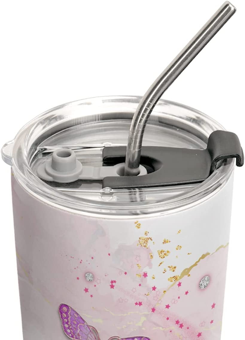 20oz Pink Jewelry Butterfly Gifts for Women, Wife, Mom, Daughter, Valentines Day Gifts for Her, Coffee Thermos Gifts, Cute Gifts, Awesome Mom Tumbler Cup, Insulated Travel Coffee Mug with Lid