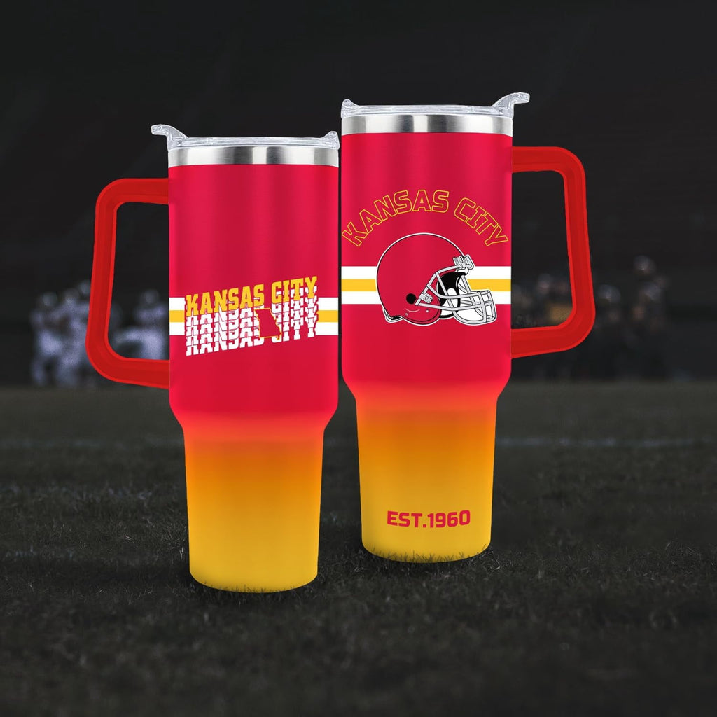 Kansas City Tumbler Cup - Kansas City Gifts for Men - 40 OZ Insulated Stainless Steel Coffee Travel Mug with Lid and Straw
