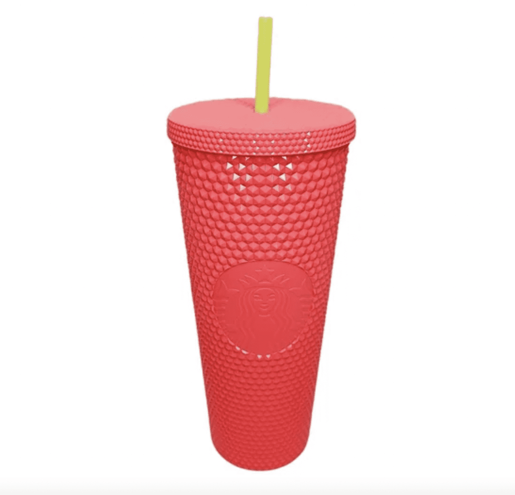 Starbucks 24 oz Dragon Fruit Studded Pink Tabbed Straw Tumbler