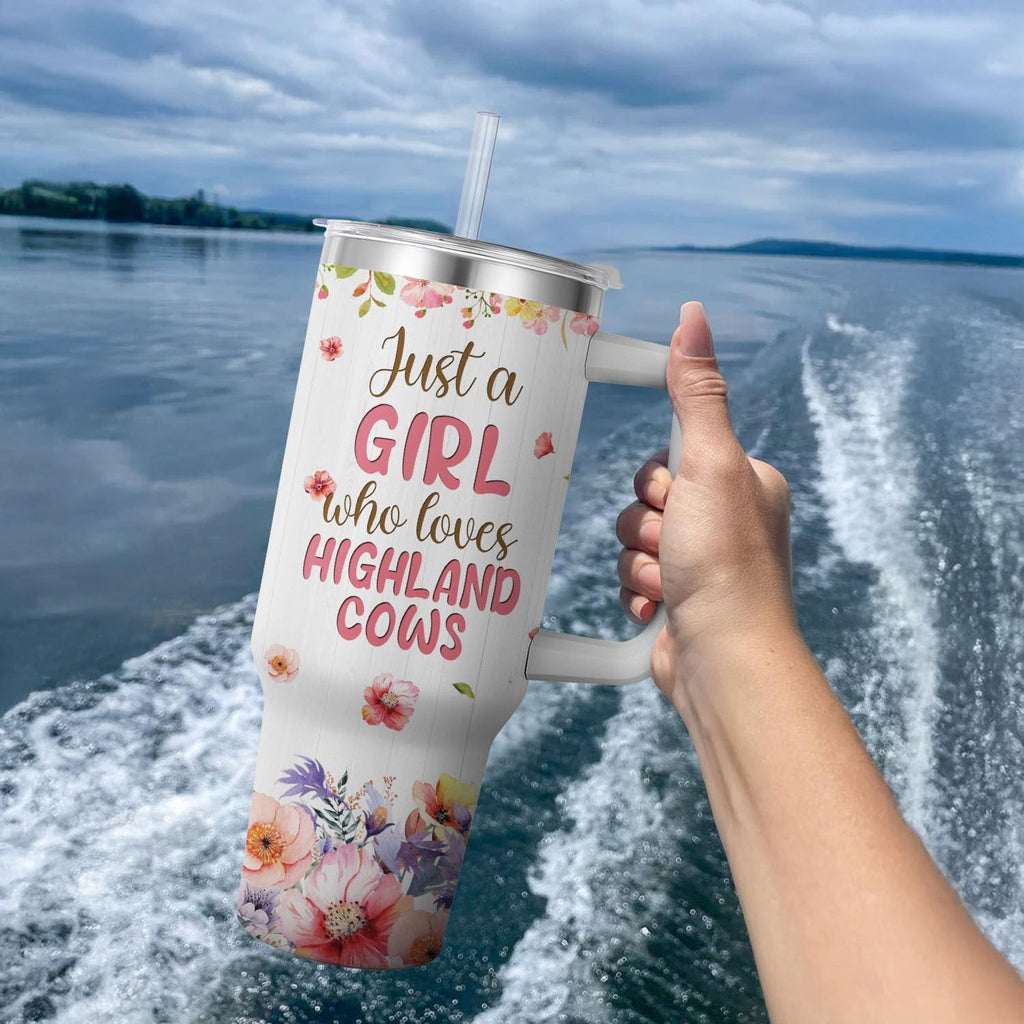 Highland Cows Travel Mug for Girls,Vacuum Insulated Tumbler 40oz