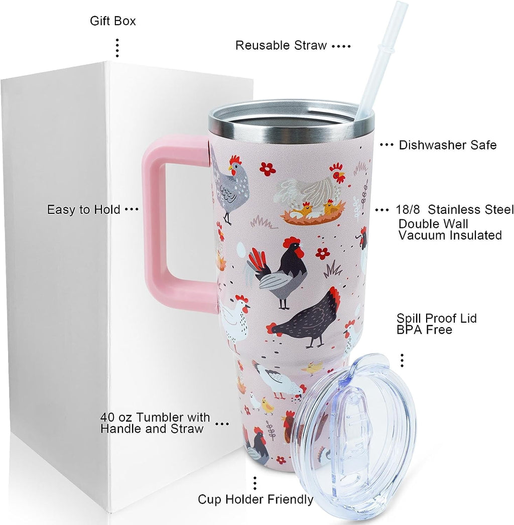 Chef Curry Handle/Straw Lid Tumbler 40 oz Christmas Birthday Chicken Insulated Travel Mugs