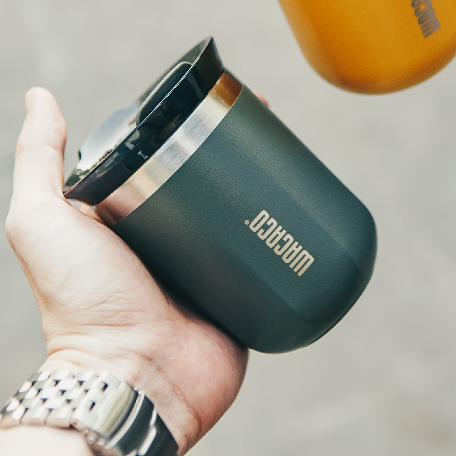 WACACO Octaroma Classico Vacuum Insulated Coffee Mug, Double-wall Stainless Steel Travel Tumbler With Drinking Lid, 6 fl oz (180ml), Pomona Green