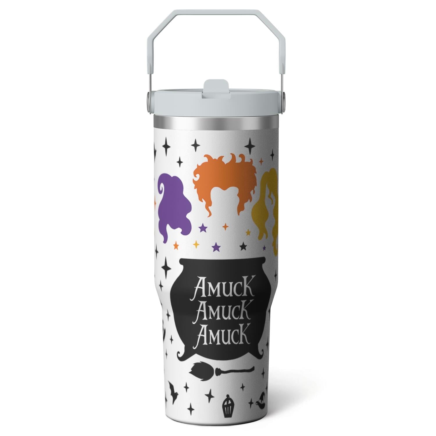 1pc Halloween Bat 30oz Tumbler with Straw & Handle - Insulated Stainless Steel Cup | Holiday Gift for Man Women (Christmas, Valentine's, Birthday) - Tumbler