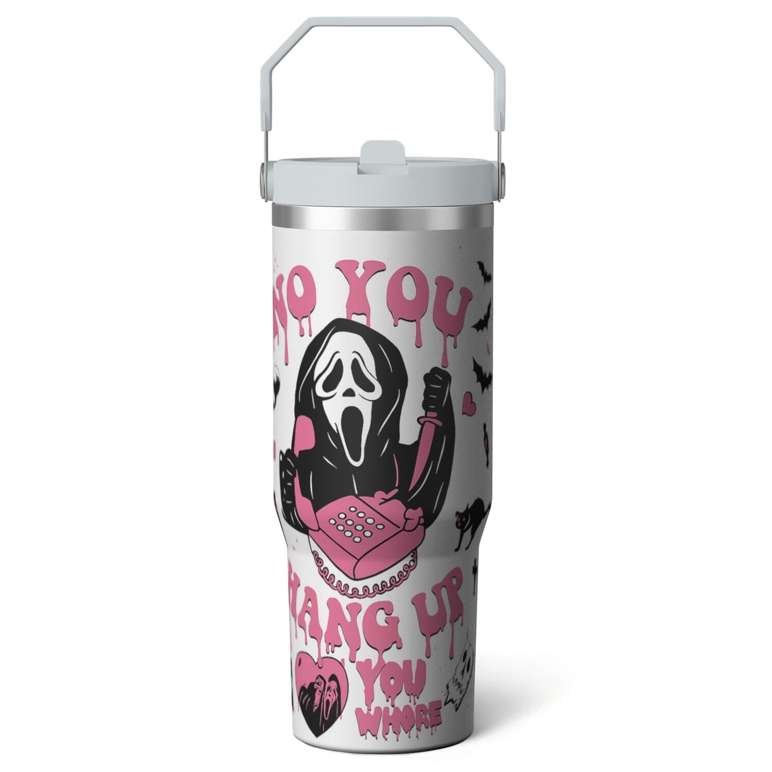 1pc Halloween Bat 30oz Tumbler with Straw & Handle - Insulated Stainless Steel Cup | Holiday Gift for Man Women (Christmas, Valentine's, Birthday) - Tumbler