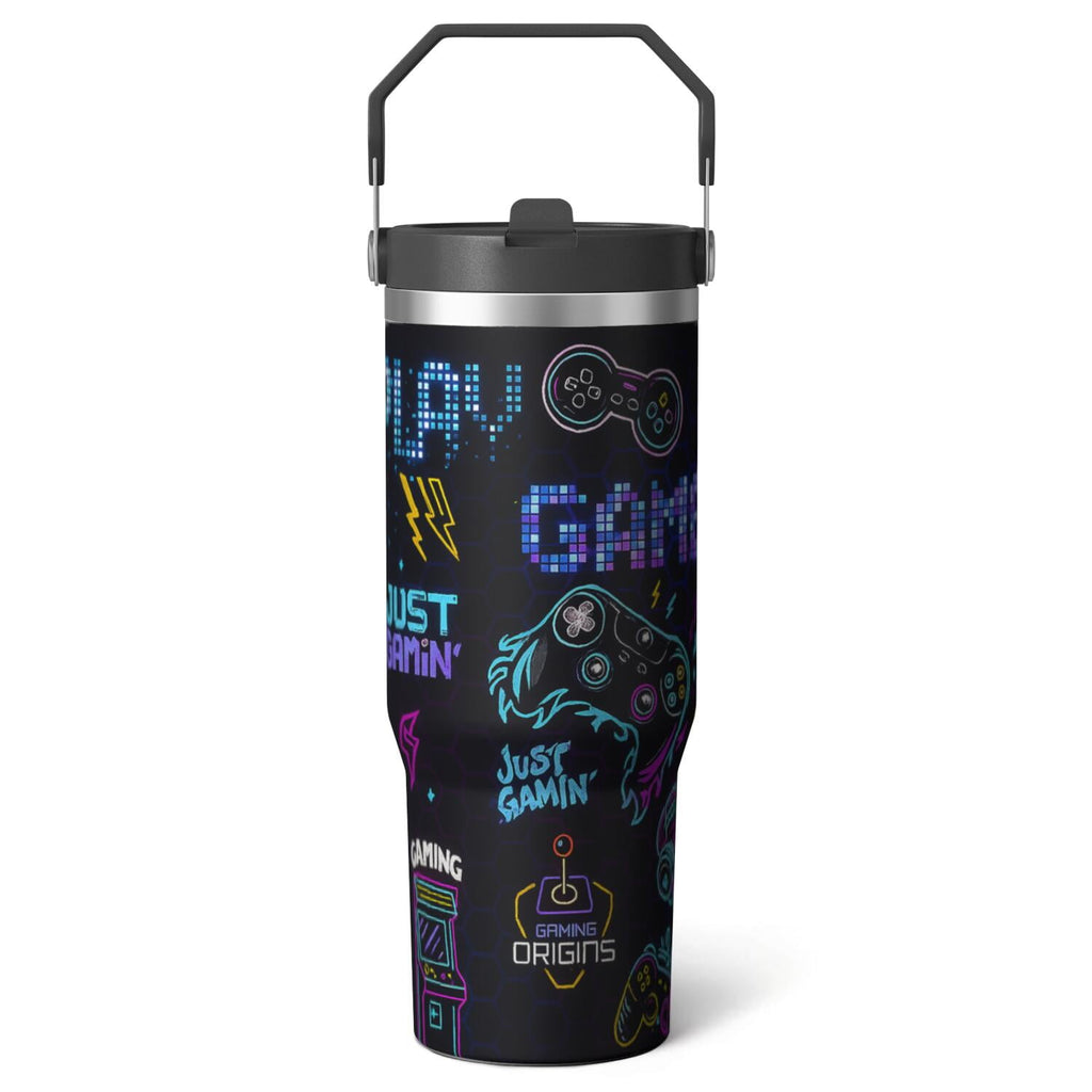 1pc Halloween Skull 30oz Tumbler with Straw & Handle - Insulated Stainless Steel Cup | Holiday Gift for Man Women (Christmas, Valentine's, Birthday) - Tumbler