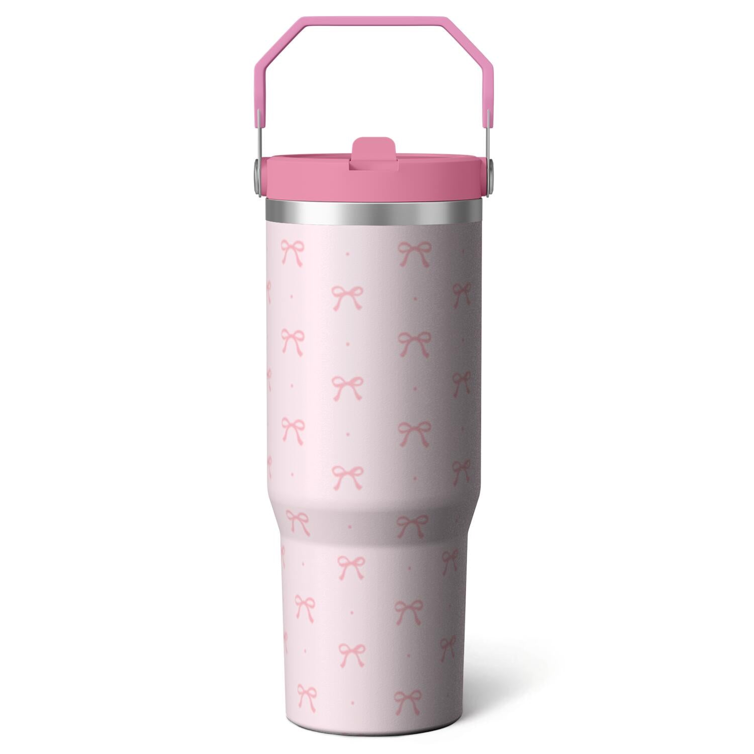 1pc Blue bow 30oz Tumbler with Straw & Handle - Insulated Stainless Steel Cup | Holiday Gift for Man Women (Christmas, Valentine's, Birthday) - Tumbler
