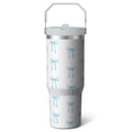 1pc Blue bow 30oz Tumbler with Straw & Handle - Insulated Stainless Steel Cup | Holiday Gift for Man Women (Christmas, Valentine's, Birthday)