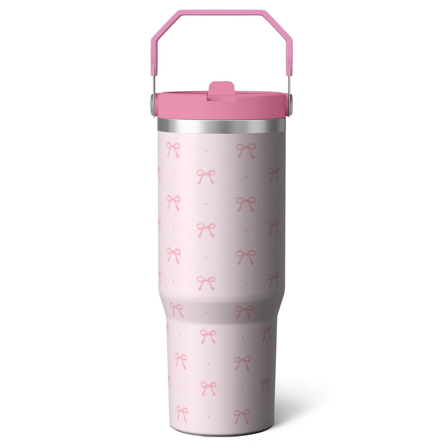 1pc Blue bow 30oz Tumbler with Straw & Handle - Insulated Stainless Steel Cup | Holiday Gift for Man Women (Christmas, Valentine's, Birthday) - Insulated Tumbler