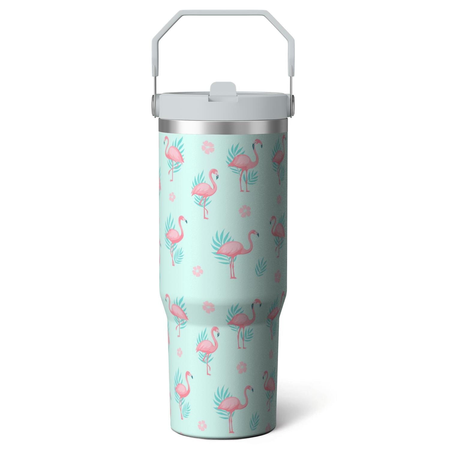 1pc Pink Leopard Print 30oz Tumbler with Straw & Handle - Insulated Stainless Steel Cup | Holiday Gift for Man Women (Christmas, Valentine's, Birthday) - Insulated Tumbler