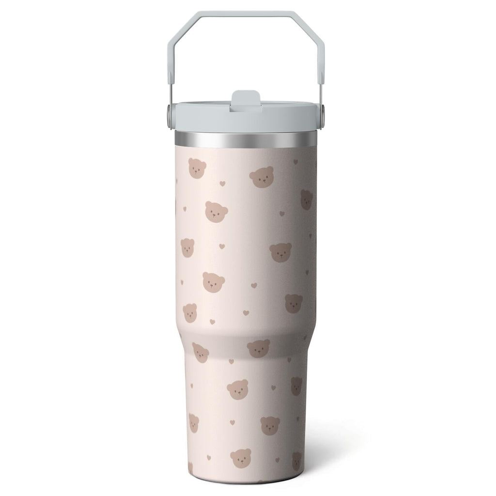 1pc Pink Leopard Print 30oz Tumbler with Straw & Handle - Insulated Stainless Steel Cup | Holiday Gift for Man Women (Christmas, Valentine's, Birthday) - Insulated Tumbler