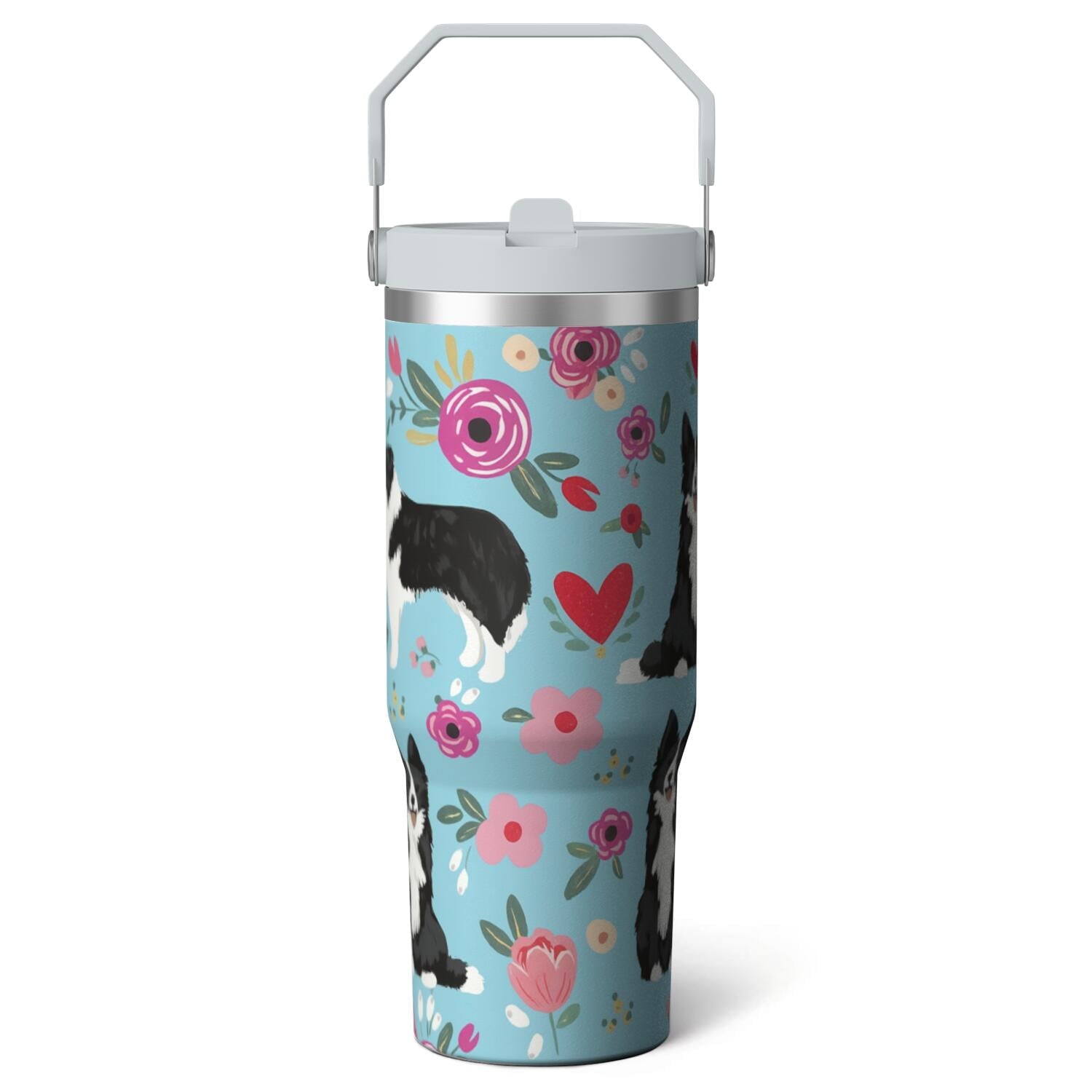 1pc shark 30oz Tumbler with Straw & Handle - Insulated Stainless Steel Cup | Holiday Gift for Man Women (Christmas, Valentine's, Birthday) - Insulated Tumbler
