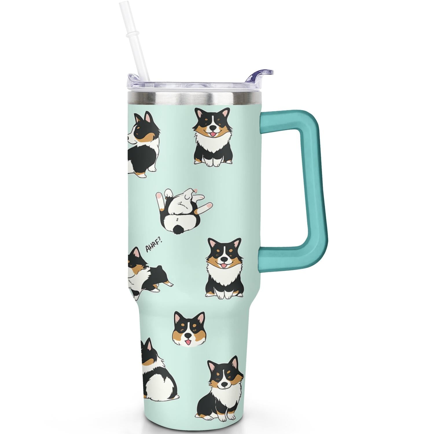 1pc Goose 40oz Tumbler with Straw & Handle - Insulated Stainless Steel Cup | Holiday Gift for Man Women (Christmas, Valentine's, Birthday) - Tumbler