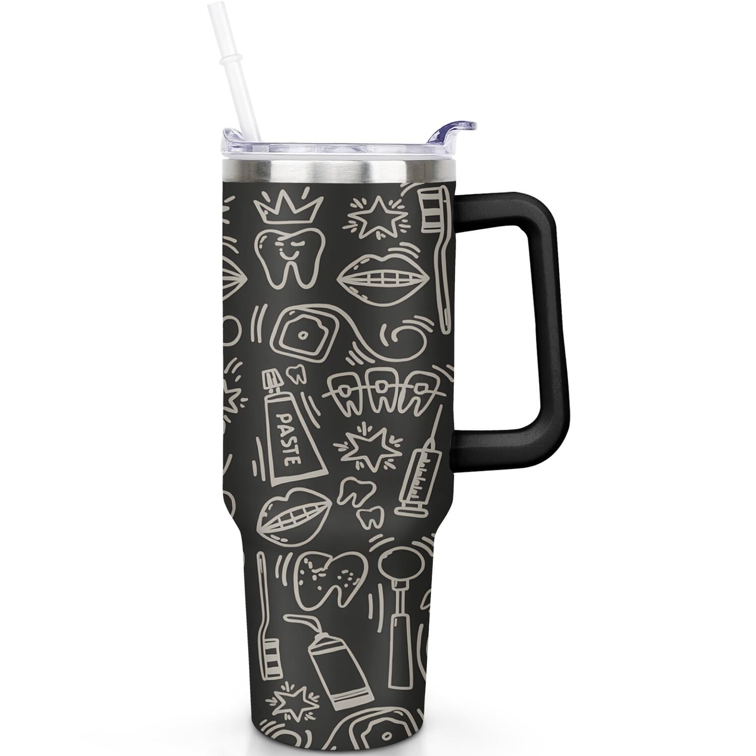 1pc Goose 40oz Tumbler with Straw & Handle - Insulated Stainless Steel Cup | Holiday Gift for Man Women (Christmas, Valentine's, Birthday) - Tumbler