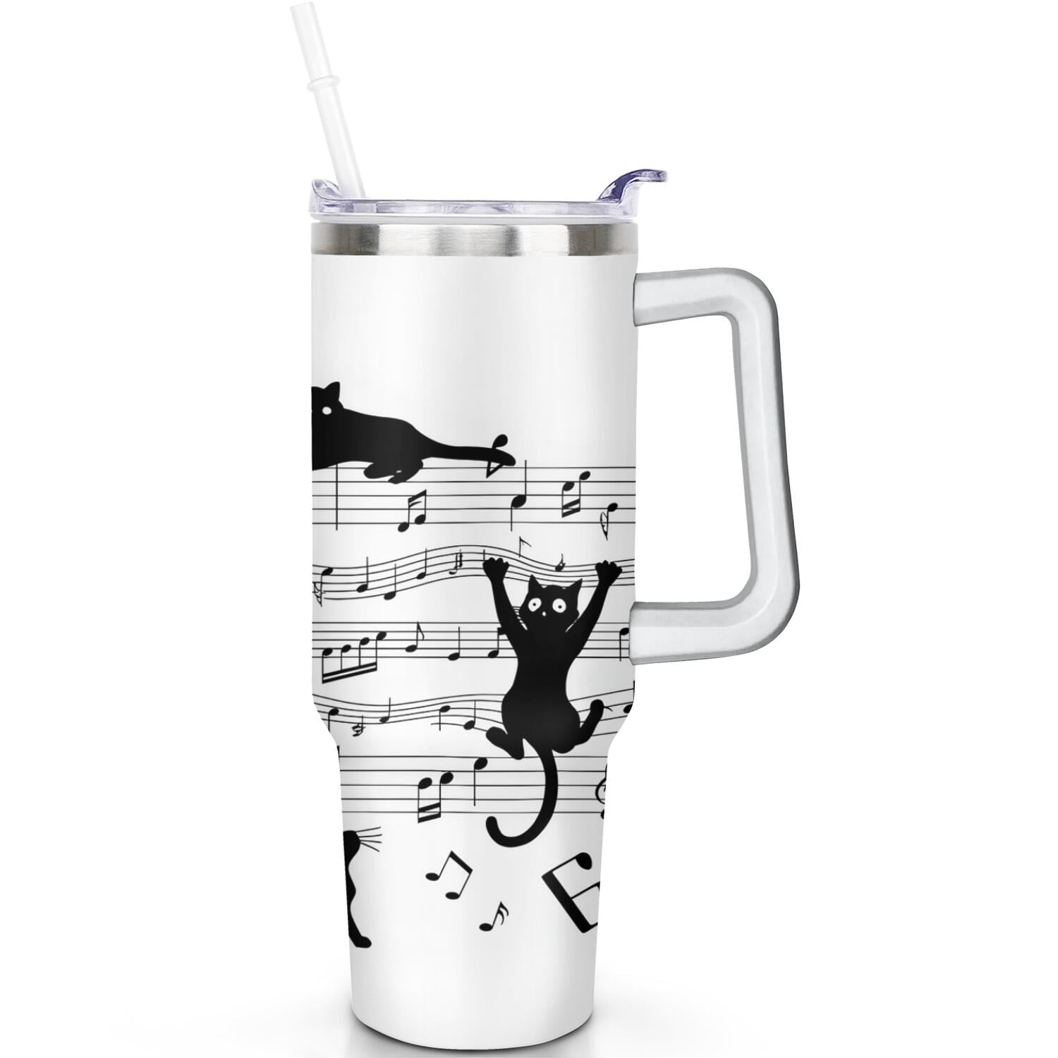 1pc Sunflower 40oz Tumbler with Straw & Handle - Insulated Stainless Steel Cup | Holiday Gift for Man Women (Christmas, Valentine's, Birthday) - Tumbler