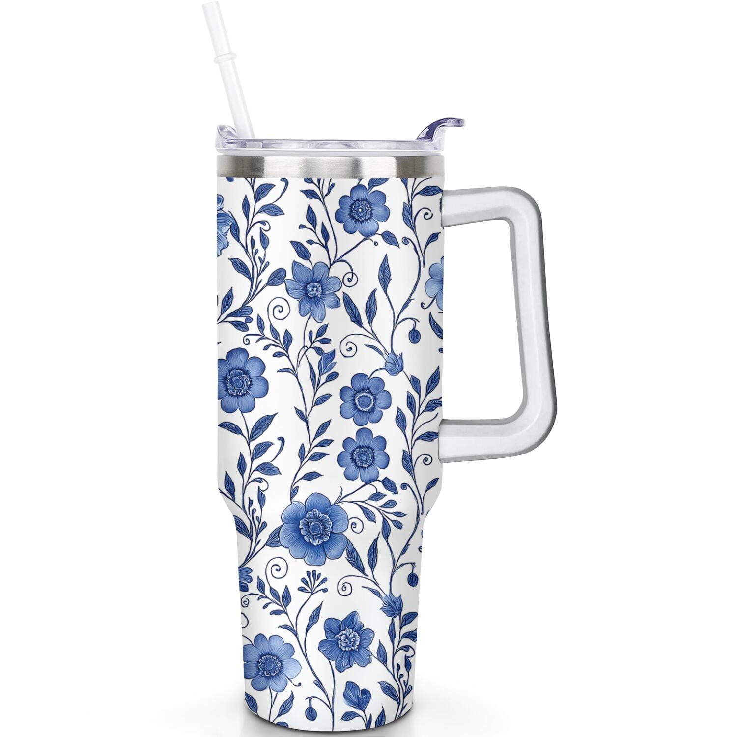 1pc Paw prints 40oz Tumbler with Straw & Handle - Insulated Stainless Steel Cup | Holiday Gift for Man Women (Christmas, Valentine's, Birthday) - Tumbler