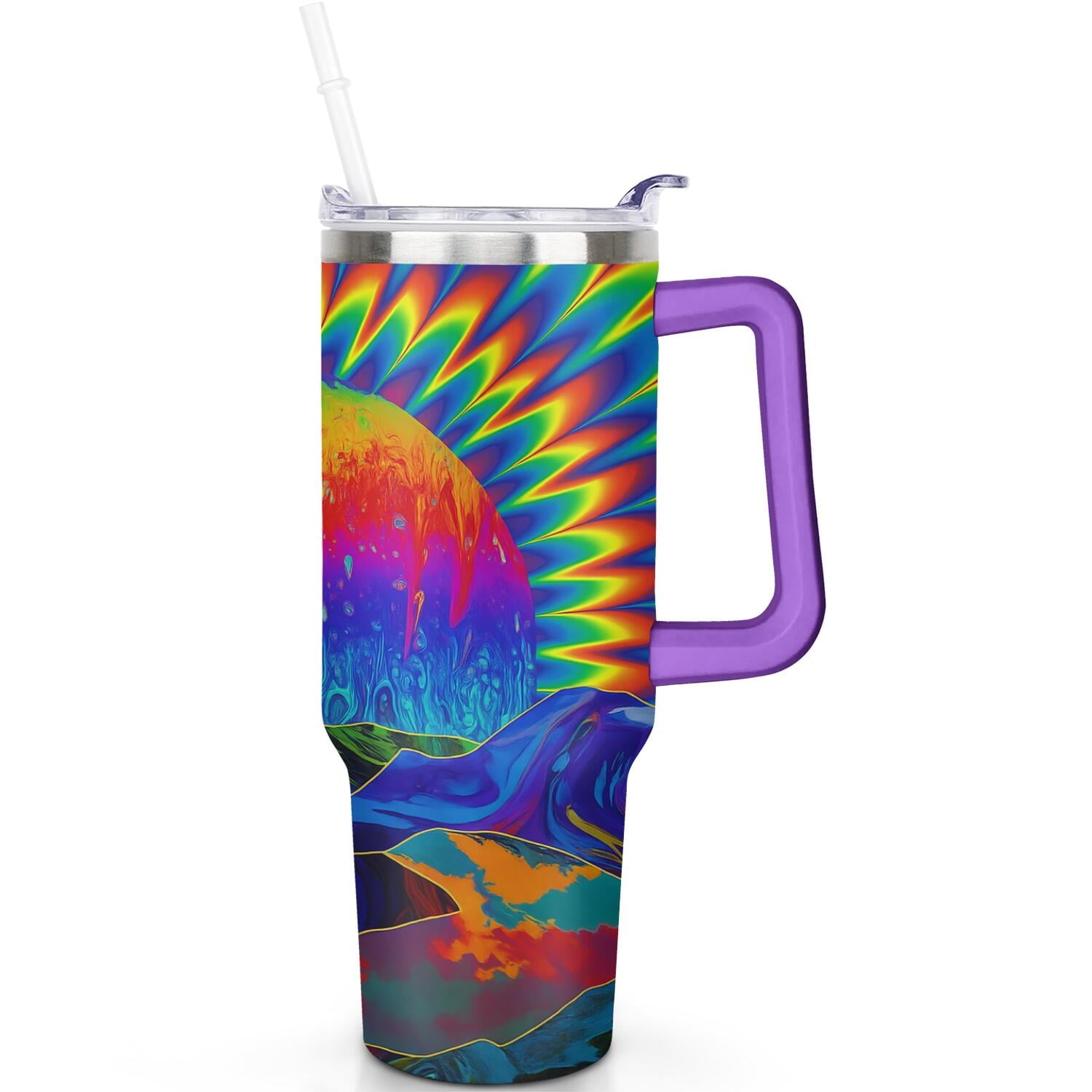 1pc Paw prints 40oz Tumbler with Straw & Handle - Insulated Stainless Steel Cup | Holiday Gift for Man Women (Christmas, Valentine's, Birthday) - Insulated Tumbler