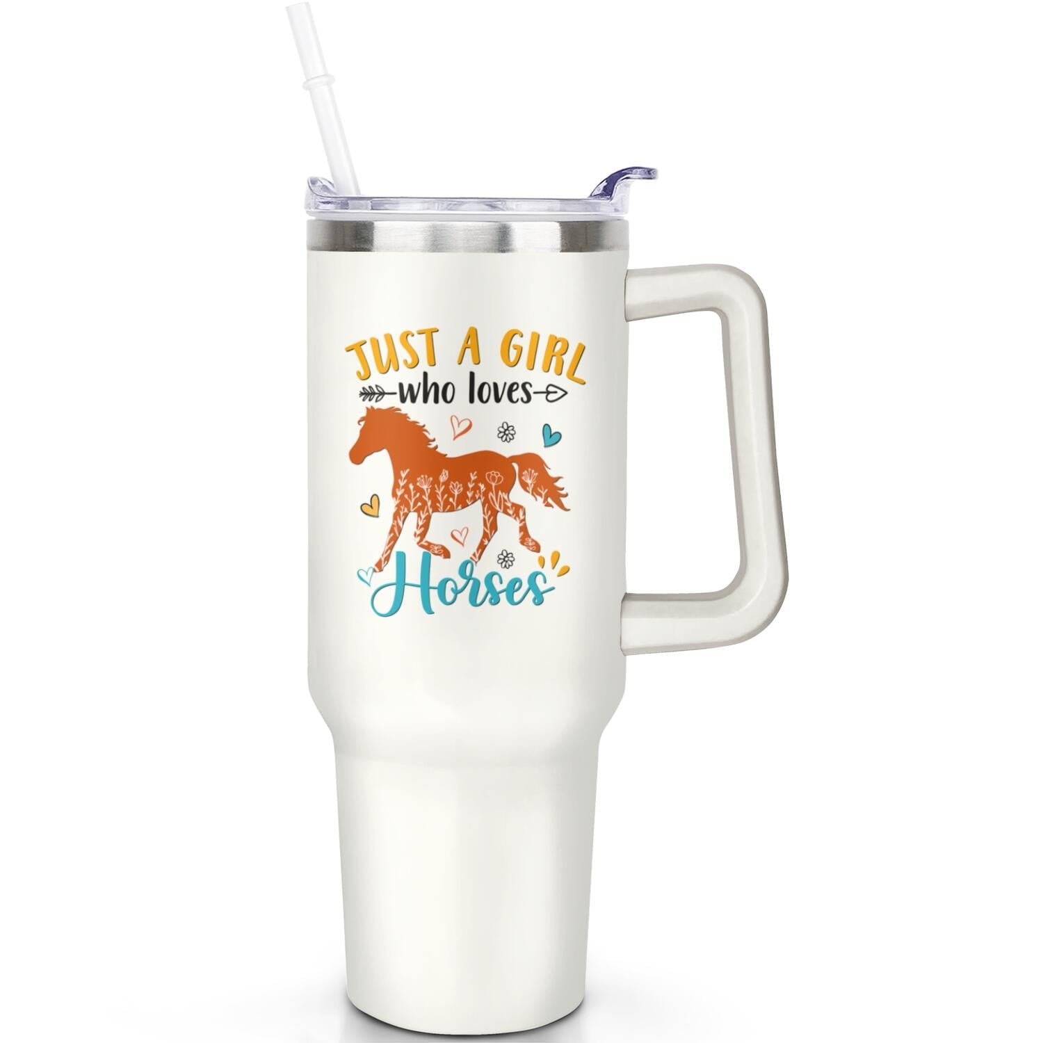 1pc daisy 40oz Tumbler with Straw & Handle - Insulated Stainless Steel Cup | Holiday Gift for Man Women (Christmas, Valentine's, Birthday) - Insulated Tumbler
