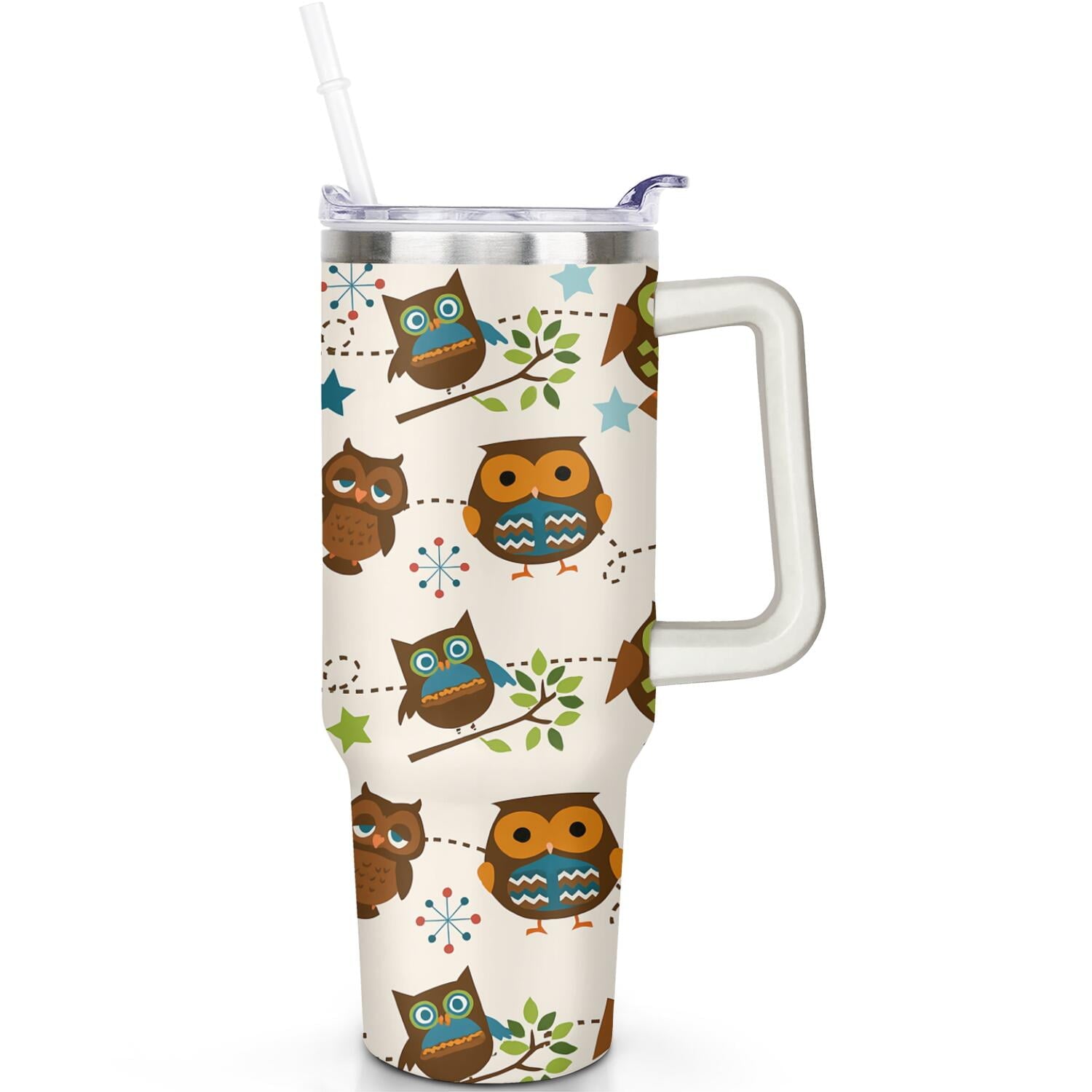 1pc Paw prints 40oz Tumbler with Straw & Handle - Insulated Stainless Steel Cup | Holiday Gift for Man Women (Christmas, Valentine's, Birthday) - Insulated Tumbler