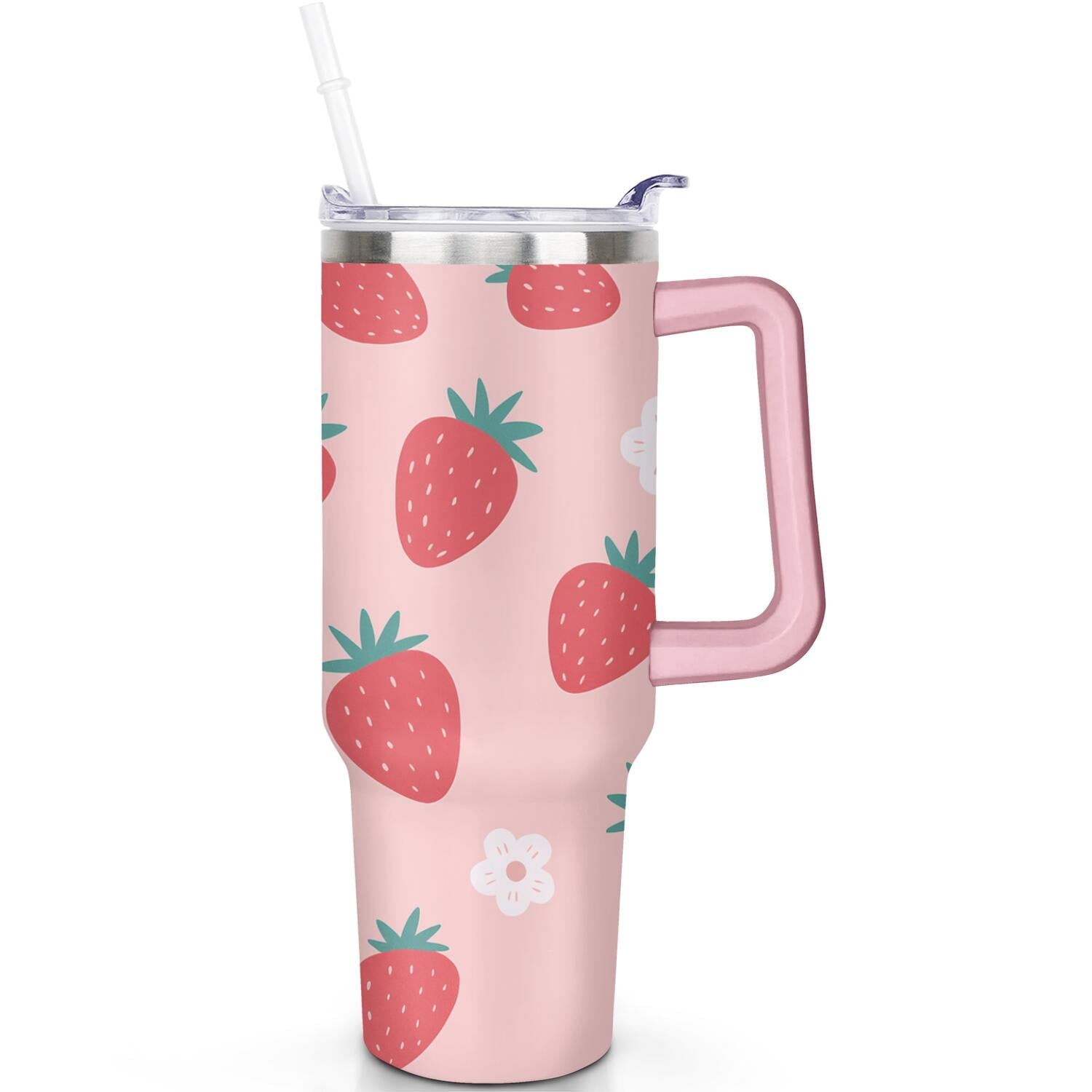 1pc Goose 40oz Tumbler with Straw & Handle - Insulated Stainless Steel Cup | Holiday Gift for Man Women (Christmas, Valentine's, Birthday) - Tumbler
