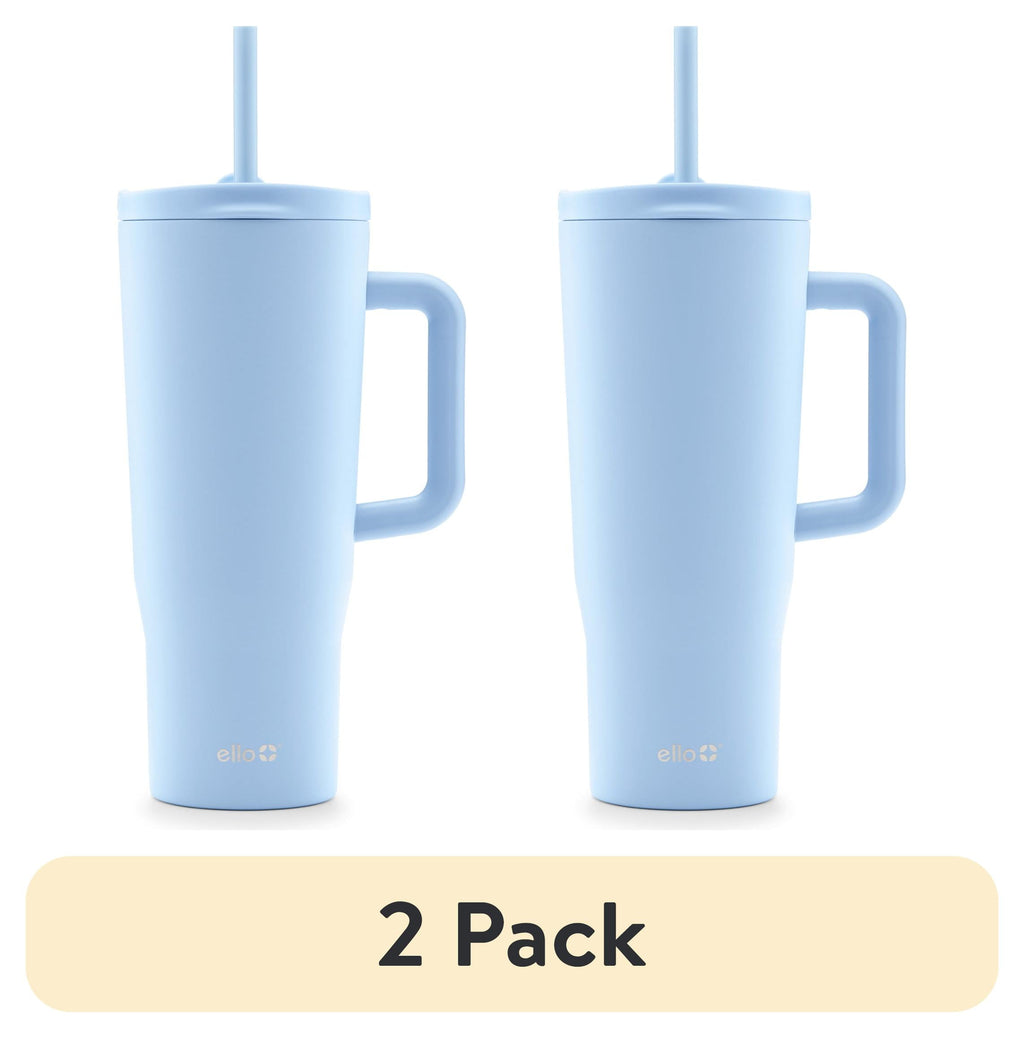(2 pack) Ello Ultra Clean 40 oz Stainless Steel Tumbler with Handle, Blue
