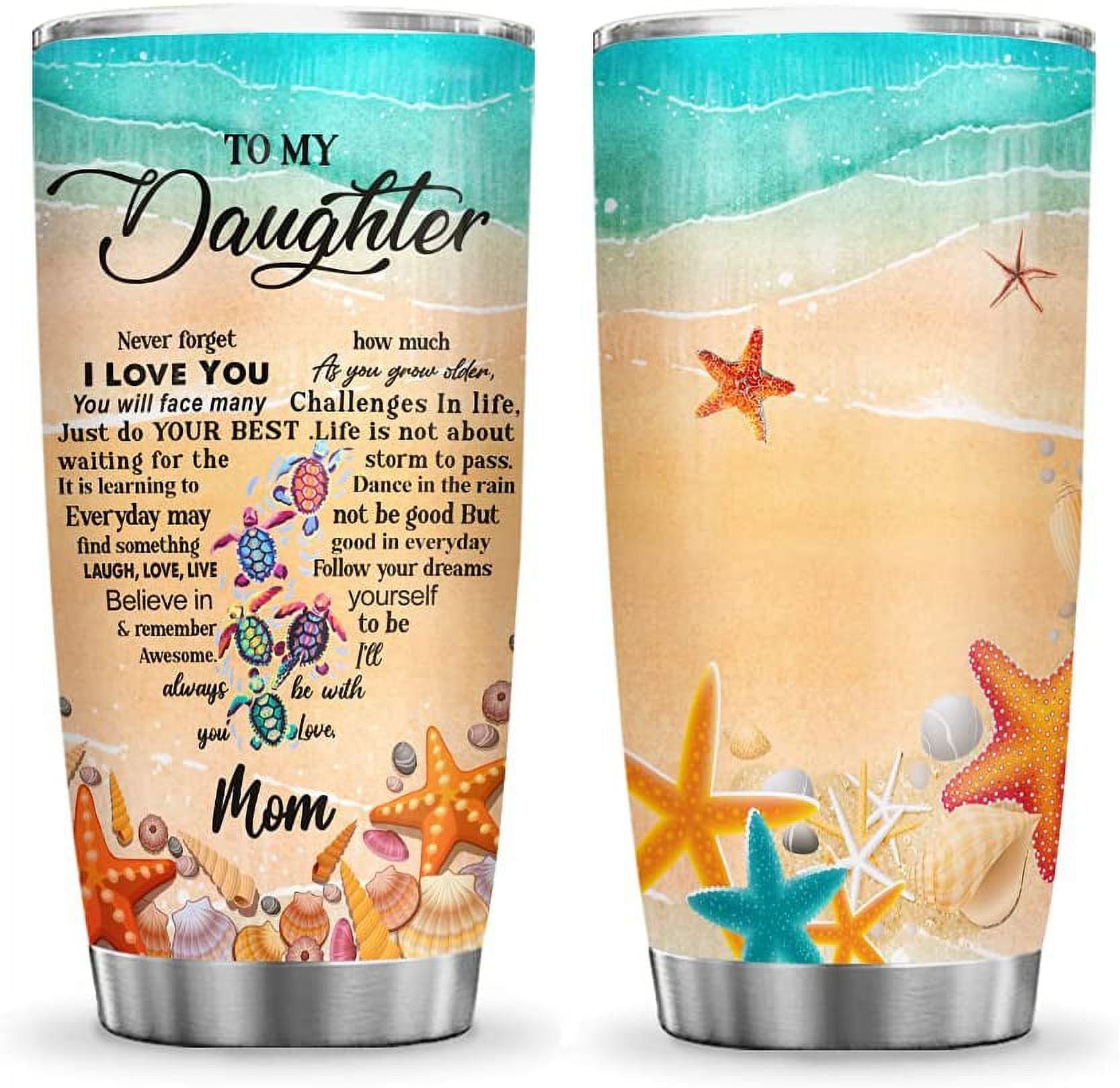20oz Birthday Gifts for Women, Daughter Friend Gifts for Women Birthday Unique Inspirational Gifts Turtle To Daughter Tumbler Cup with Lid, Double Wall Vacuum Insulated Travel Coffee Mug