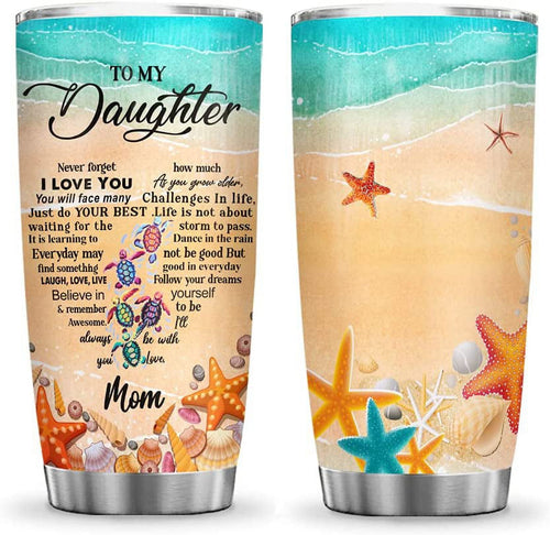 20oz Birthday Gifts for Women, Daughter Friend Gifts for Women Birthday Unique Inspirational Gifts Turtle To Daughter Tumbler Cup with Lid, Double Wall Vacuum Insulated Travel Coffee Mug