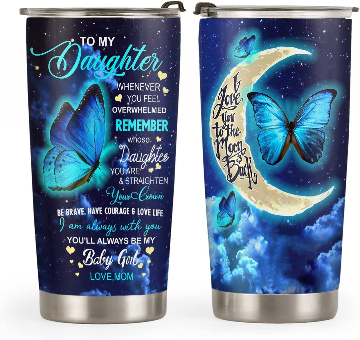 20oz Butterfly Gifts for Women, Memorial Gifts for Women, Coffee Thermos, Coffee Gifts For Women, Inspirational Faith Purple Butterfly Tumbler Cup, Insulated Travel Coffee Mug with Lid - Insulated Tumbler