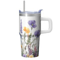 20oz Floral Design Cup with Handle, Insulated Stainless Steel Travel Tumbler, Comes with Straw and Leak-proof Cover, Her New Favorite