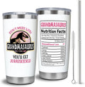 20oz Grandma Tumbler Lid And Straw Grandmasaurus Cup, Mother''s Day Gifts for Grandmother, Birthday Gift for Mimi, Best Gigi Ever Gift, Nana Coffee Cup Stainless Steel Mugs
