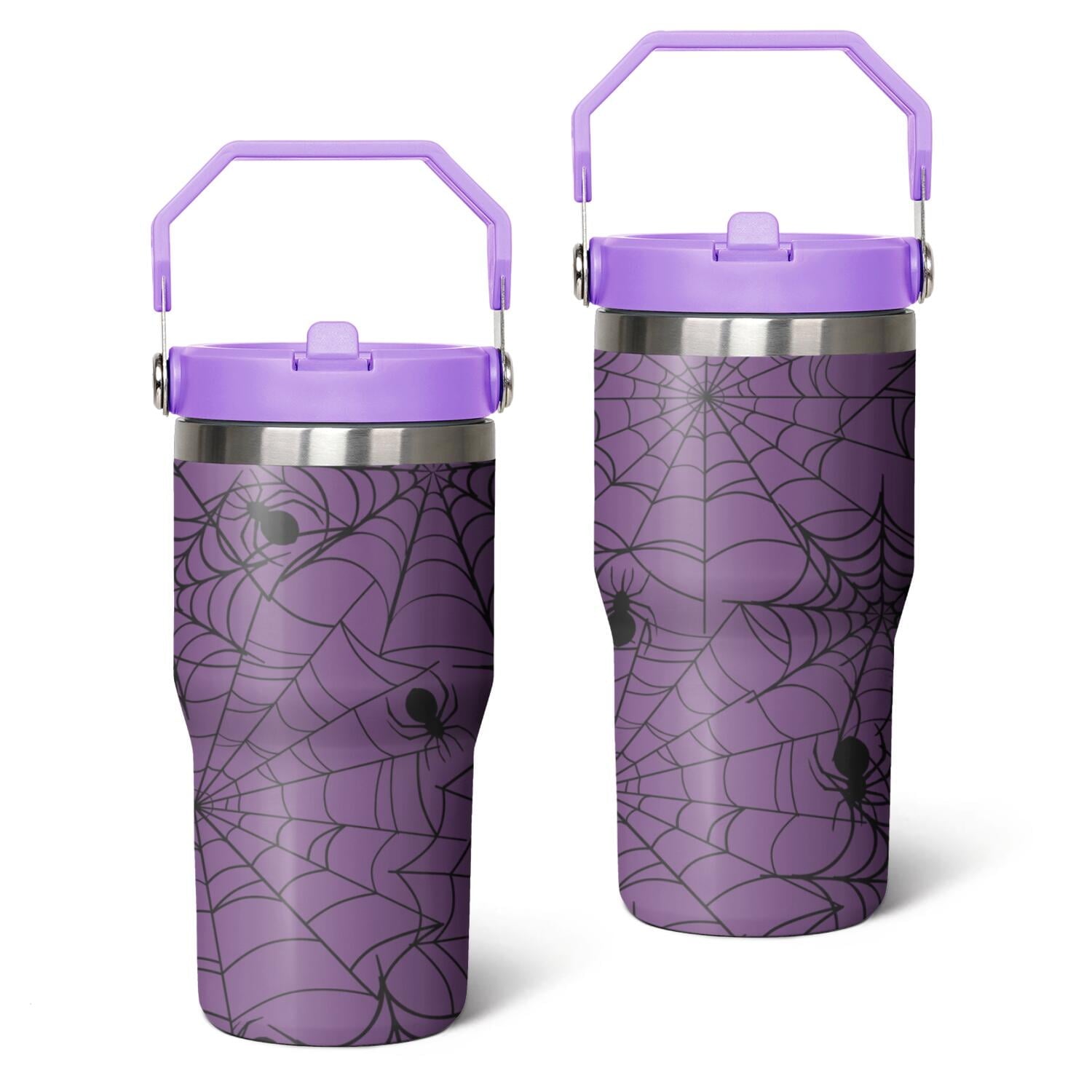 20oz Halloween Nightmare Before Stainless Steel Tumbler with Lid and Straw,Spill Proof Christmas Jack Skeleton Travel Cup Double Wall Vacuum Insulated Coffee Mug with Top Handle Light-purple - Tumbler