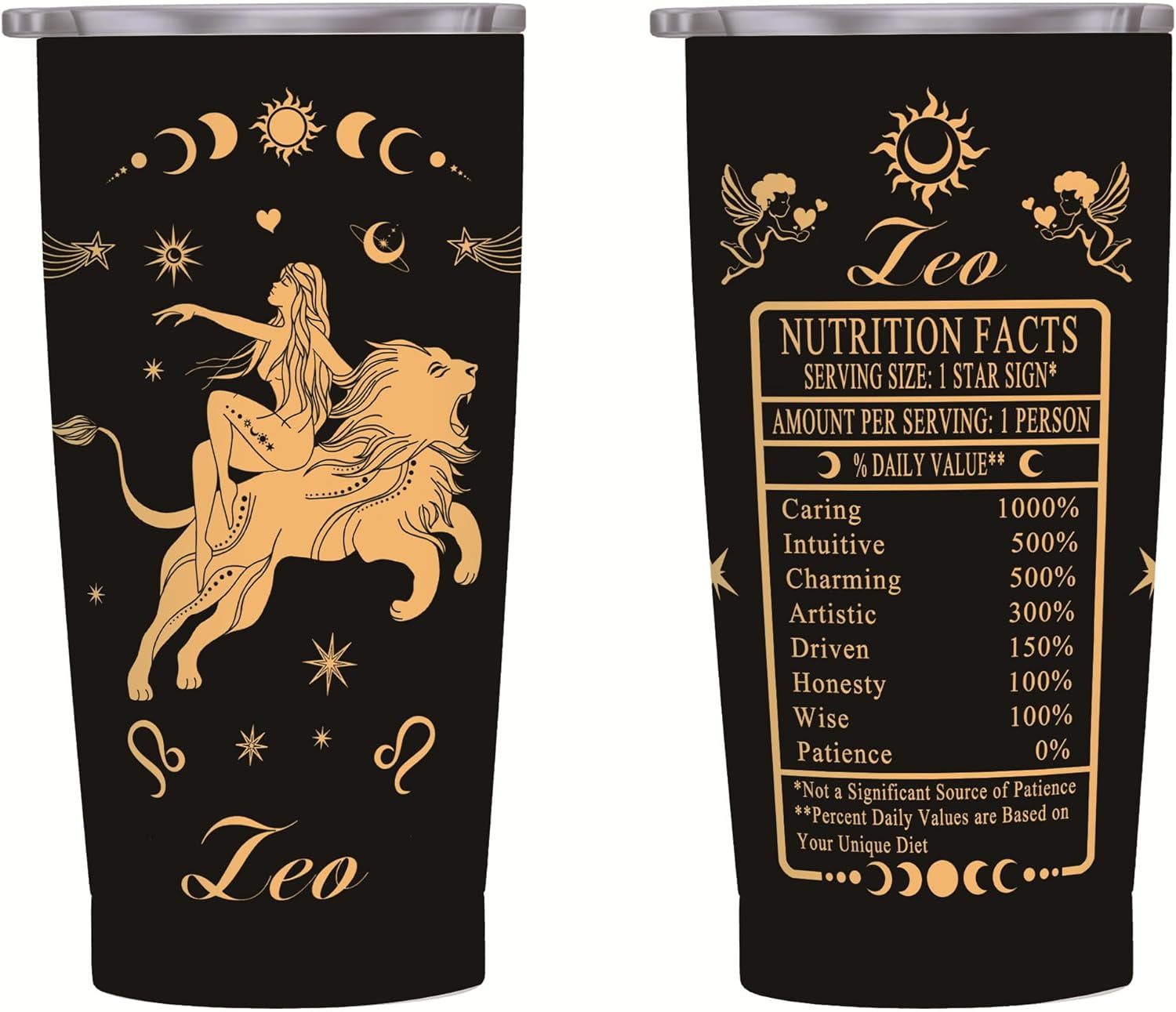 20oz Leo Constellations Tumbler Double Wall Vacuum Insulated Mugs, Mens Women Zodiac Coffee Wine Water Sublimation Mugs Car Cup Gifts