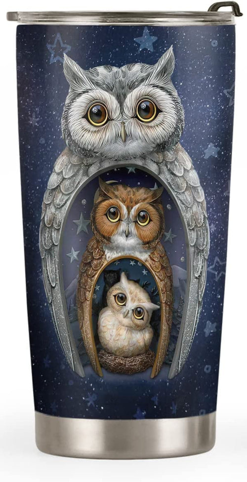 20oz Owl Gifts for Owl Lovers, Valentines Day Gifts for Her, Unique Birthday Gifts for Women, Mom, Daughter, Inspirational Gifts Night Owls Tumbler Cup, Insulated Travel Coffee Mug with Lid