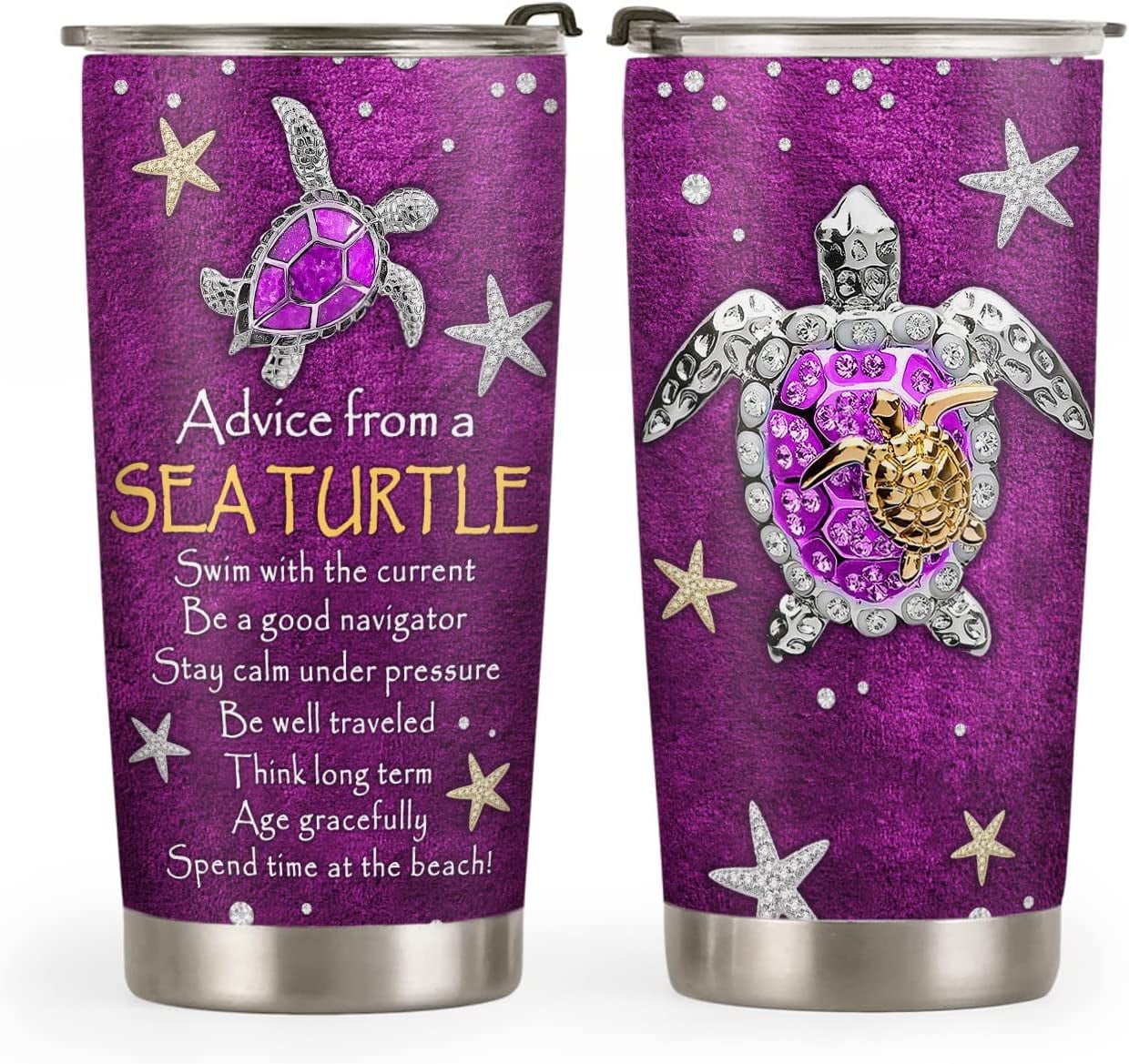 20oz Birthday Gifts for Women, Daughter Friend Gifts for Women Birthday Unique Inspirational Gifts Turtle To Daughter Tumbler Cup with Lid, Double Wall Vacuum Insulated Travel Coffee Mug - Insulated Tumbler