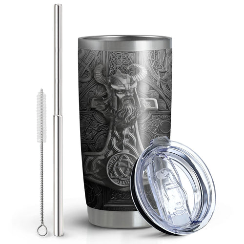 20oz Viking Gifts for Men, Norse Mythology Gifts, Valentines Day Gifts for Him, Dad, Son, Husband, Unique Birthday Gifts for Men, American Viking Tumbler Cup, Travel Coffee Mug with Lid