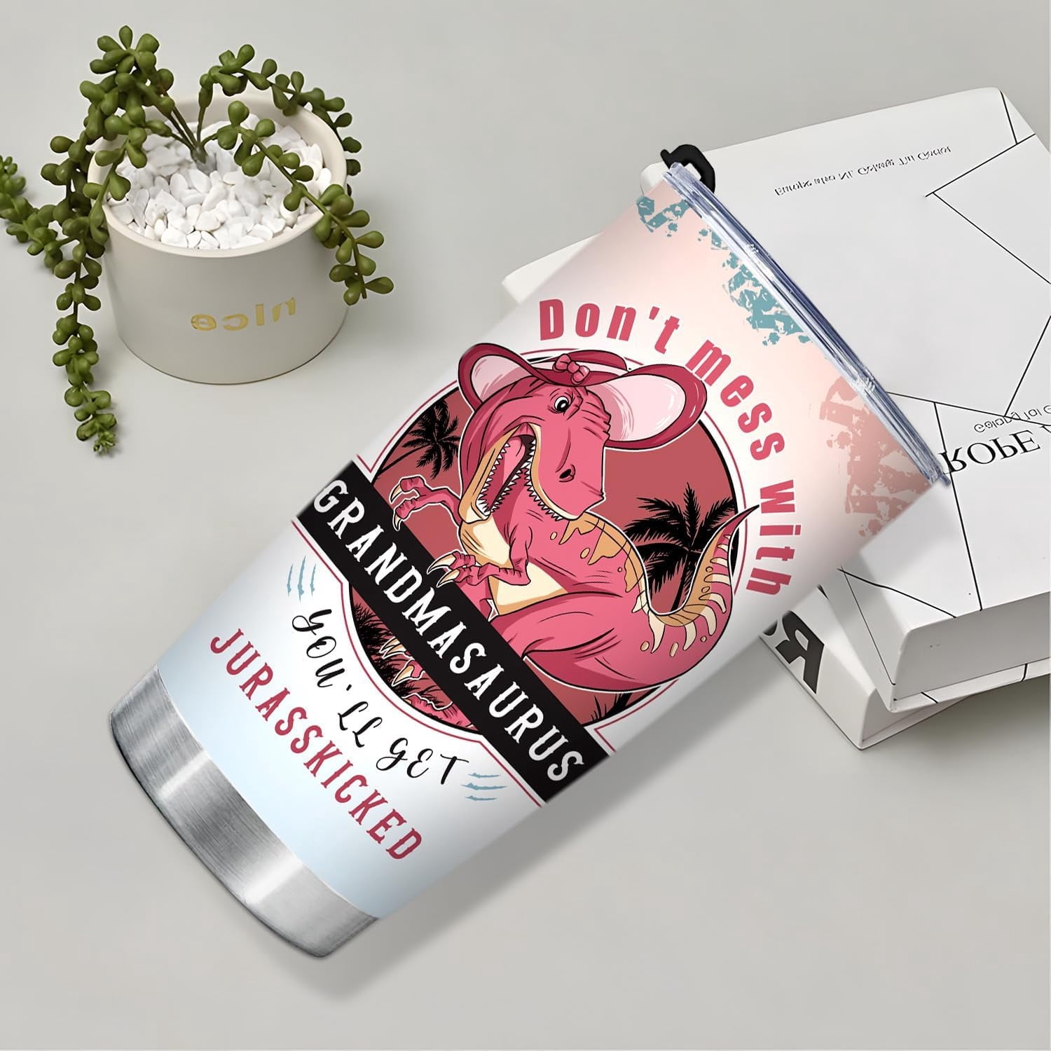 Grandma Tumbler Gift for Grandma For Mother''s Day from Grand kids Grandma Gifts from Granddaughter Grandson - 20oz Funny Tumbler Dinosaur Cup - Unique Birthday Christmas gifts for Grandma