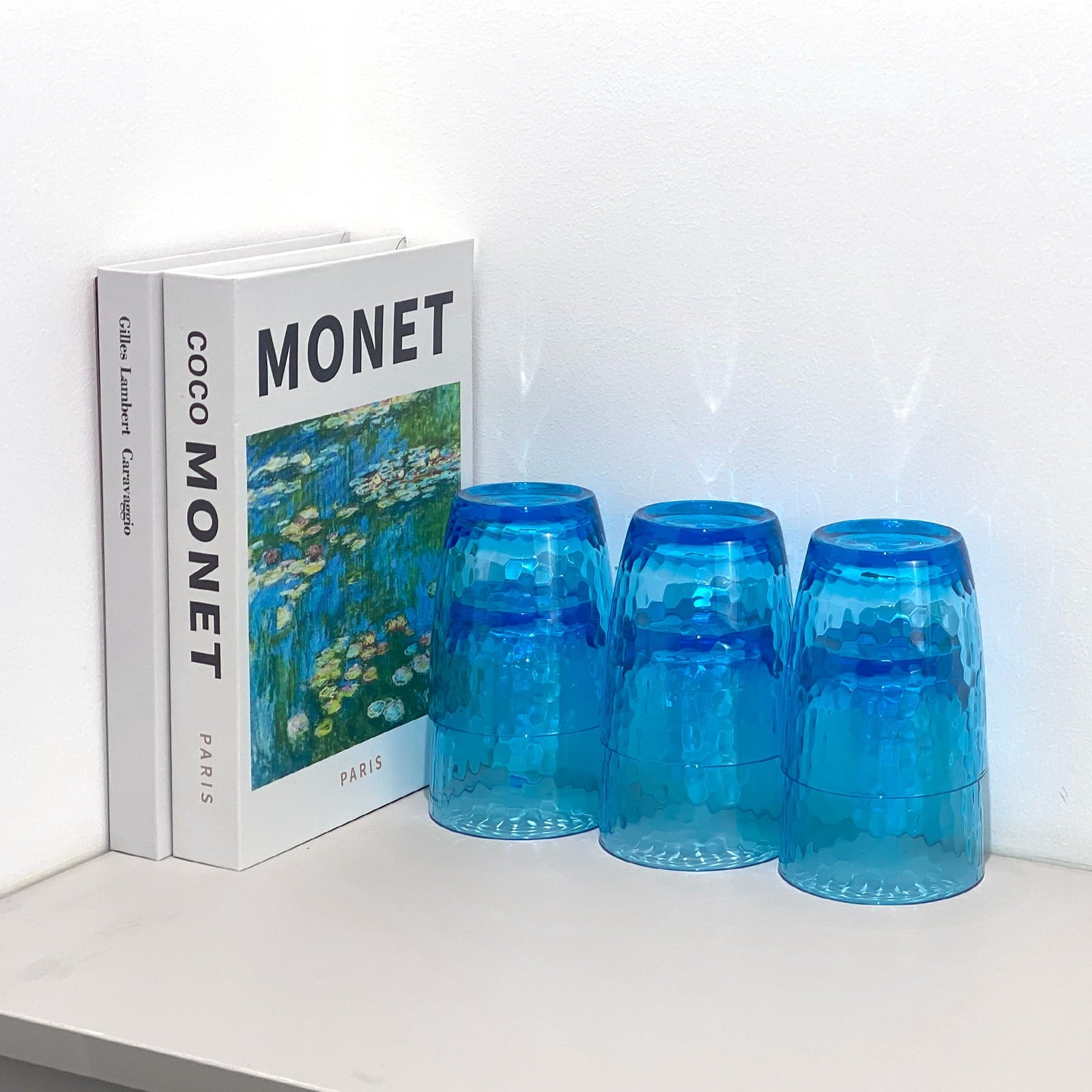 Set of 6 Hammered Style 15-ounce/430ml Acrylic Glasses Plastic Tumbler,BPA Free,Dishwasher Safe (Blue)