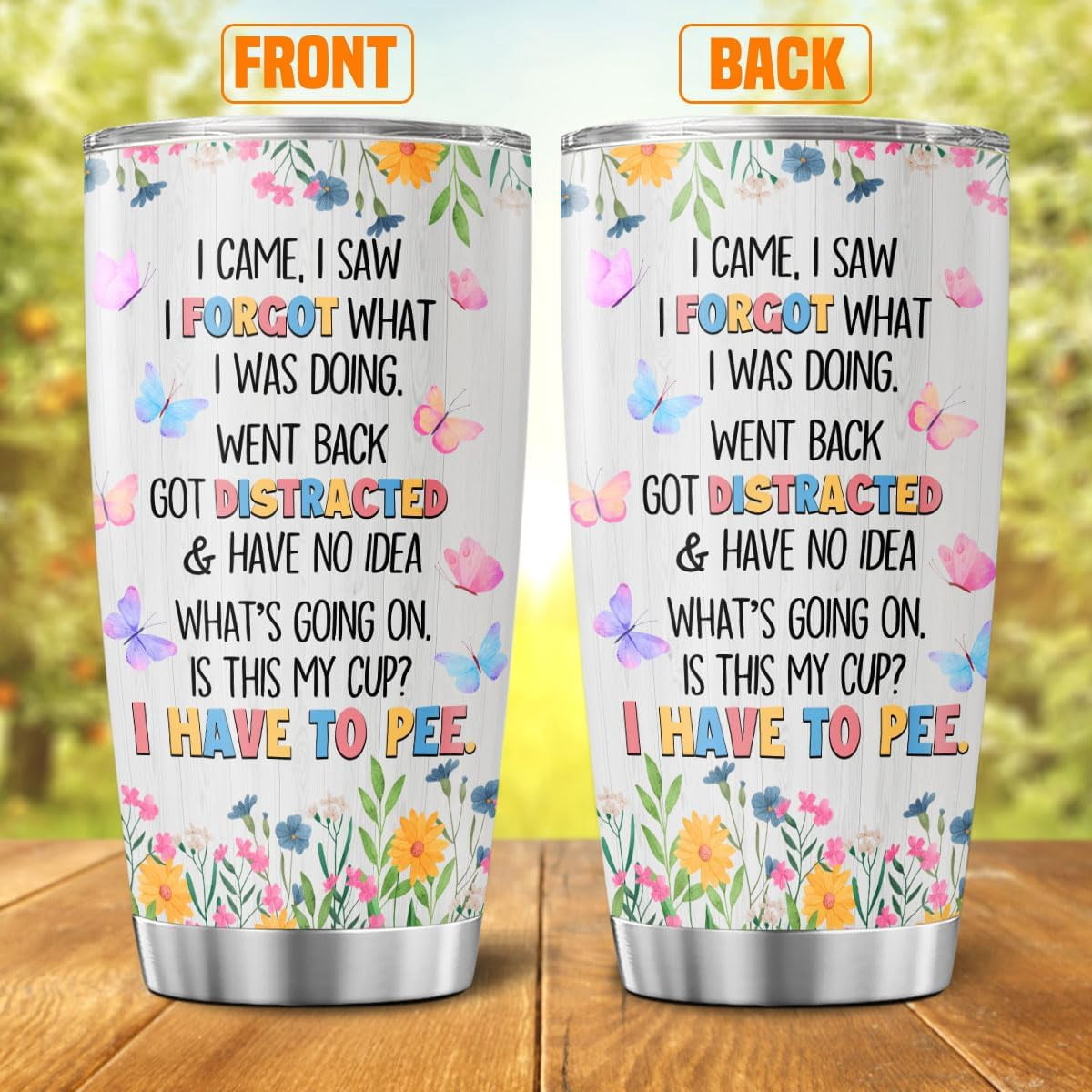 Funny Quote Travel Mug for Women Men, 20oz Stainless Steel Insulated Tumbler with Floral Butterfly Design, Sarcastic Saying Gift for Seniors, Mom, Dad, Retirement, Birthday