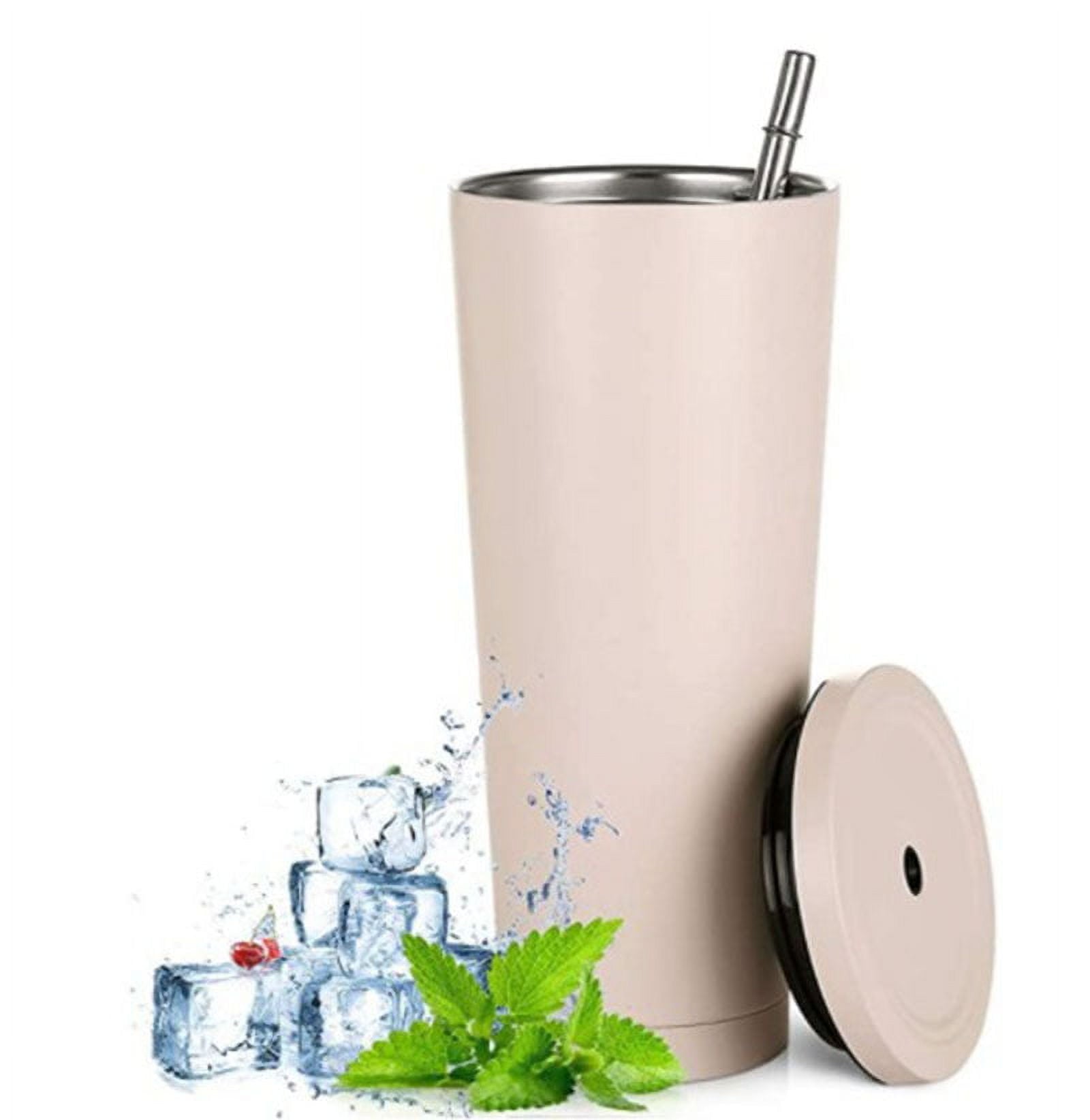 Stainless Steel Tumbler with Straw and Lid, Double Wall Vacuum Insulated Tumbler cup