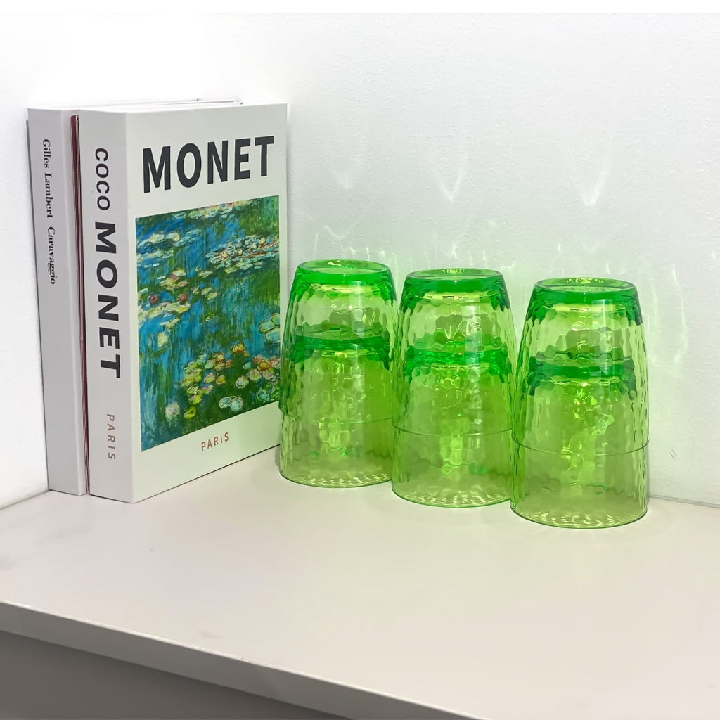 Set of 6 Hammered Style 15-ounce/430ml Acrylic Glasses Plastic Tumbler,BPA Free,Dishwasher Safe (Green)