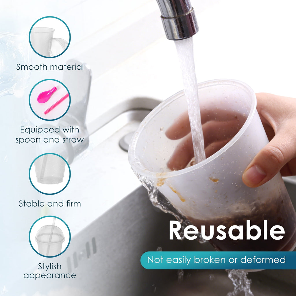 12 Sets Slushy Maker Cup Plastic Cup Slushie Cups with Dome Lids and Straws Reusable 16 oz Plastic Iced Coffee Cups Smoothie Tumbler for Birthdays Summer Party Supplies